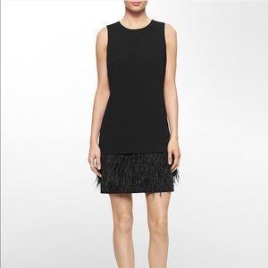*LAST CHANCE* Calvin Klein Feather-Trimmed Dress